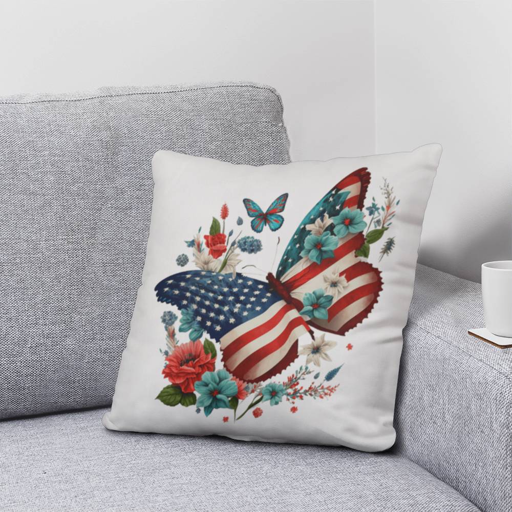 Patriotic USA Flag Butterfly Throw Pillow Home Decor