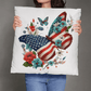 Patriotic USA Flag Butterfly Throw Pillow Home Decor