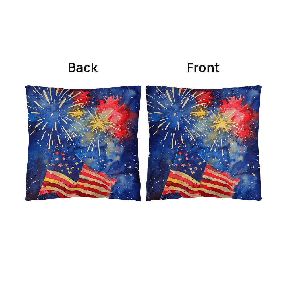 Fireworks Flag and Freedom Patriotic Indoor-Outdoor Home Decor Pillow