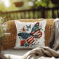Patriotic Floral Butterfly Pillow – American Flag Butterfly Throw Pillow – Red White Blue Cottagecore Farmhouse Decor