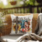 Faith Family Freedom Patriotic Pillow – Christian American Flag Indoor Outdoor Pillow – Rustic Farmhouse Cross Decor – Inspirational USA Throw Pillow