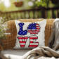 Patriotic Love Pillow, USA Flag Sunflower Throw Pillow, Indoor Outdoor Polyester Cushion, 4th of July Home Decor, American Flag Accent Pillow