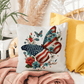 Patriotic Floral Butterfly Pillow – American Flag Butterfly Throw Pillow – Red White Blue Cottagecore Farmhouse Decor