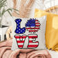 Patriotic Love Pillow, USA Flag Sunflower Throw Pillow, Indoor Outdoor Polyester Cushion, 4th of July Home Decor, American Flag Accent Pillow