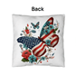 Patriotic Floral Butterfly Pillow – American Flag Butterfly Throw Pillow – Red White Blue Cottagecore Farmhouse Decor