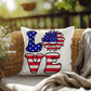 Patriotic Love Pillow, USA Flag Sunflower Throw Pillow, Indoor Outdoor Polyester Cushion, 4th of July Home Decor, American Flag Accent Pillow