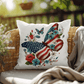 Patriotic Floral Butterfly Pillow – American Flag Butterfly Throw Pillow – Red White Blue Cottagecore Farmhouse Decor
