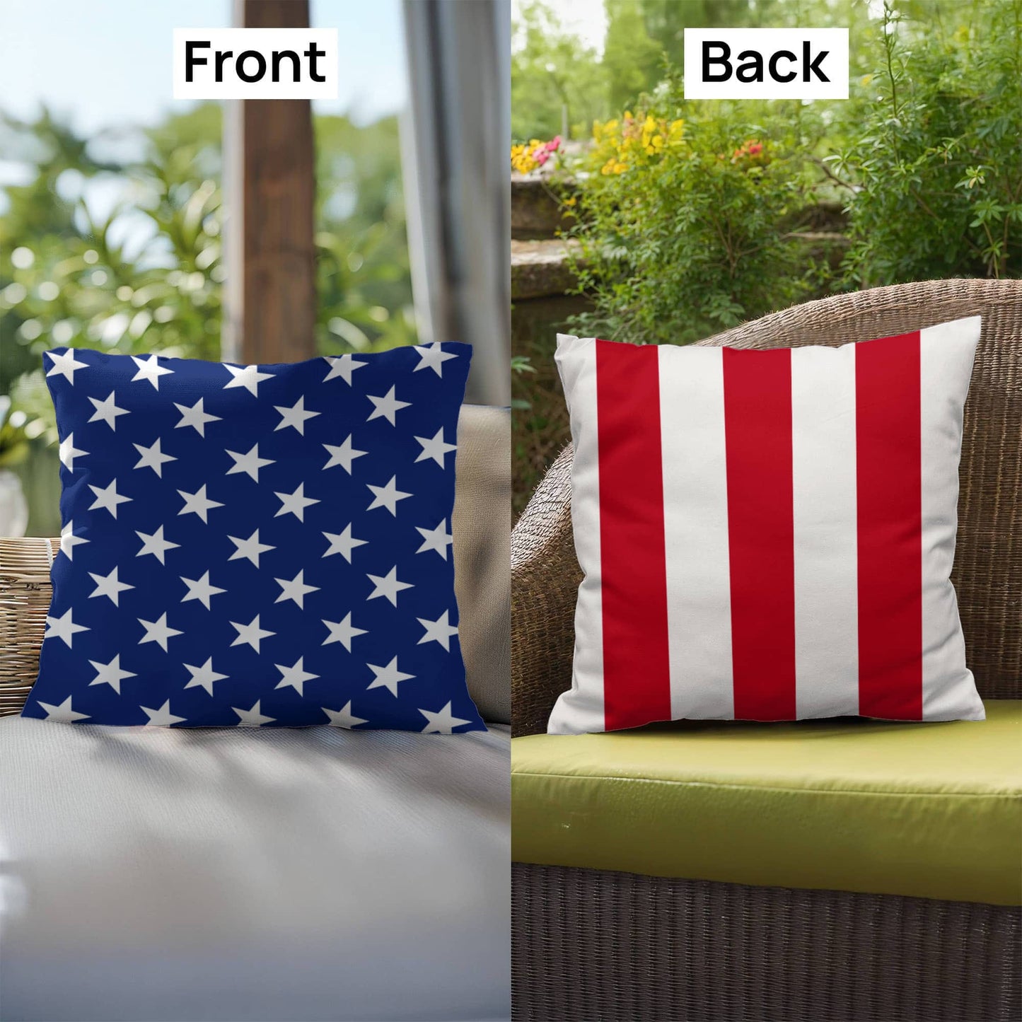 American Flag Stars and Stripes Patriotic Indoor-Outdoor Pillow