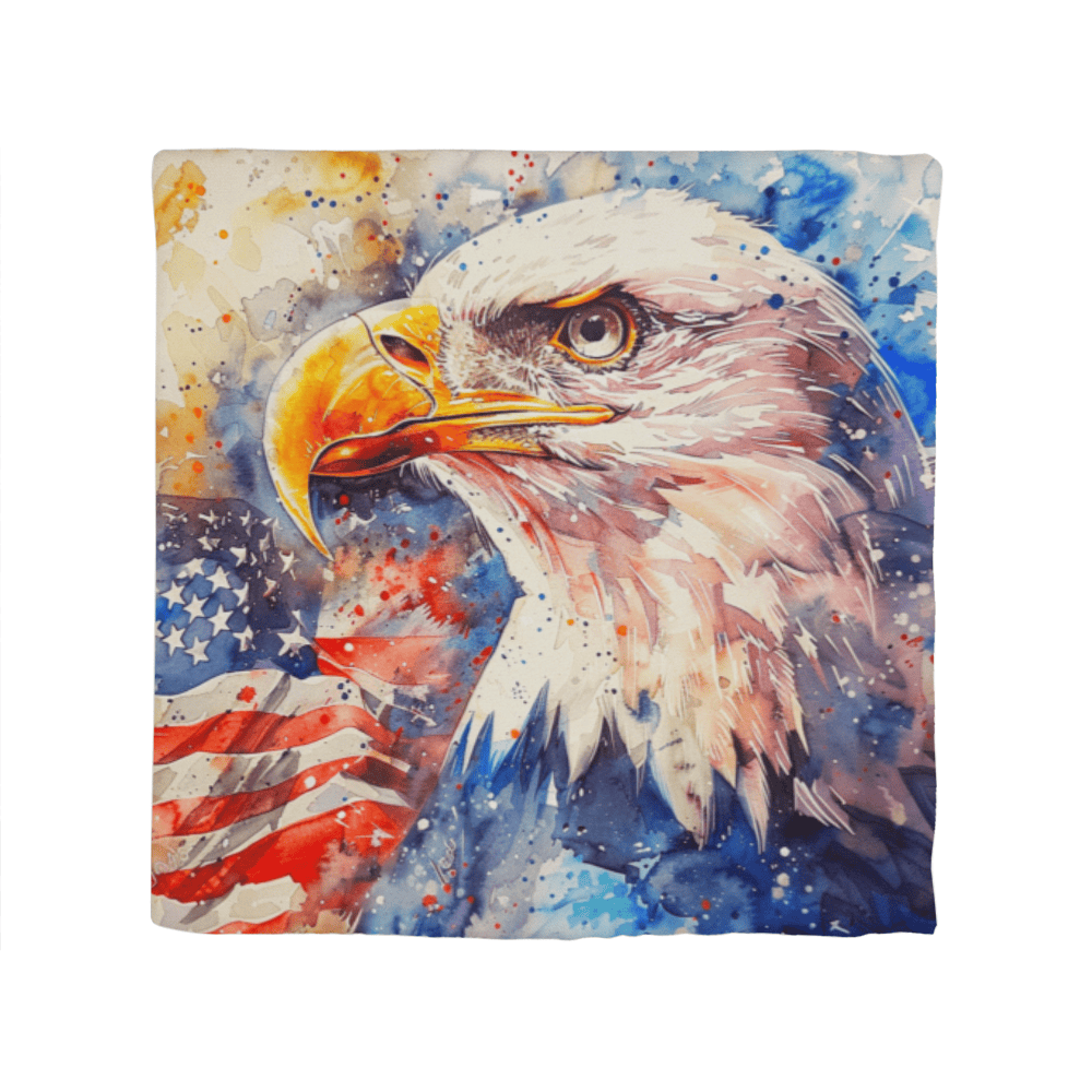 Patriotic Eagle with American Flag Pillow Cover