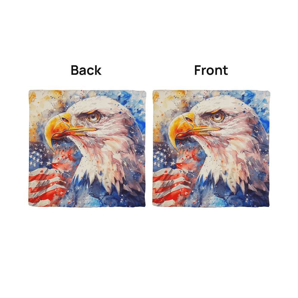 Patriotic Eagle with American Flag Pillow Cover