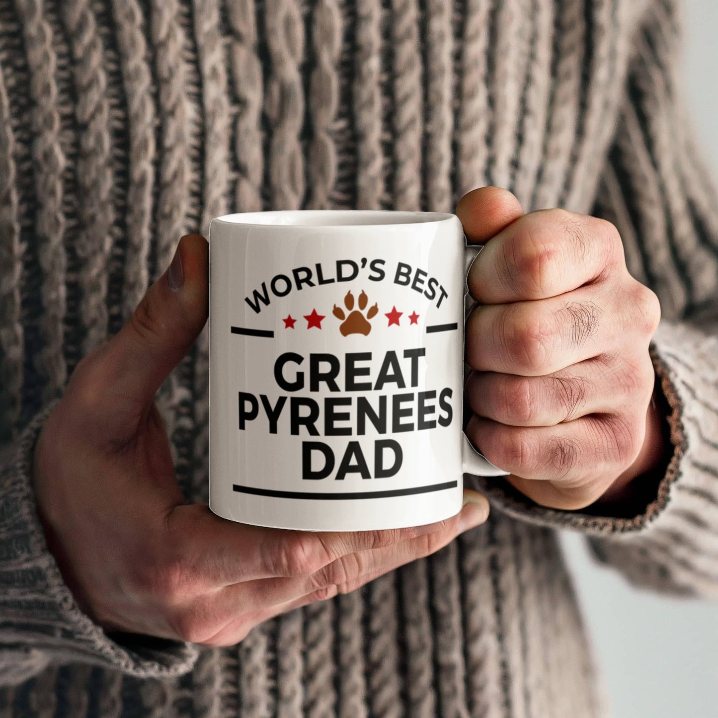 World's Best Great Pyrenees Dad White Ceramic Coffee Mug – Funny Great Pyrenees Dog Dad Gift Mug