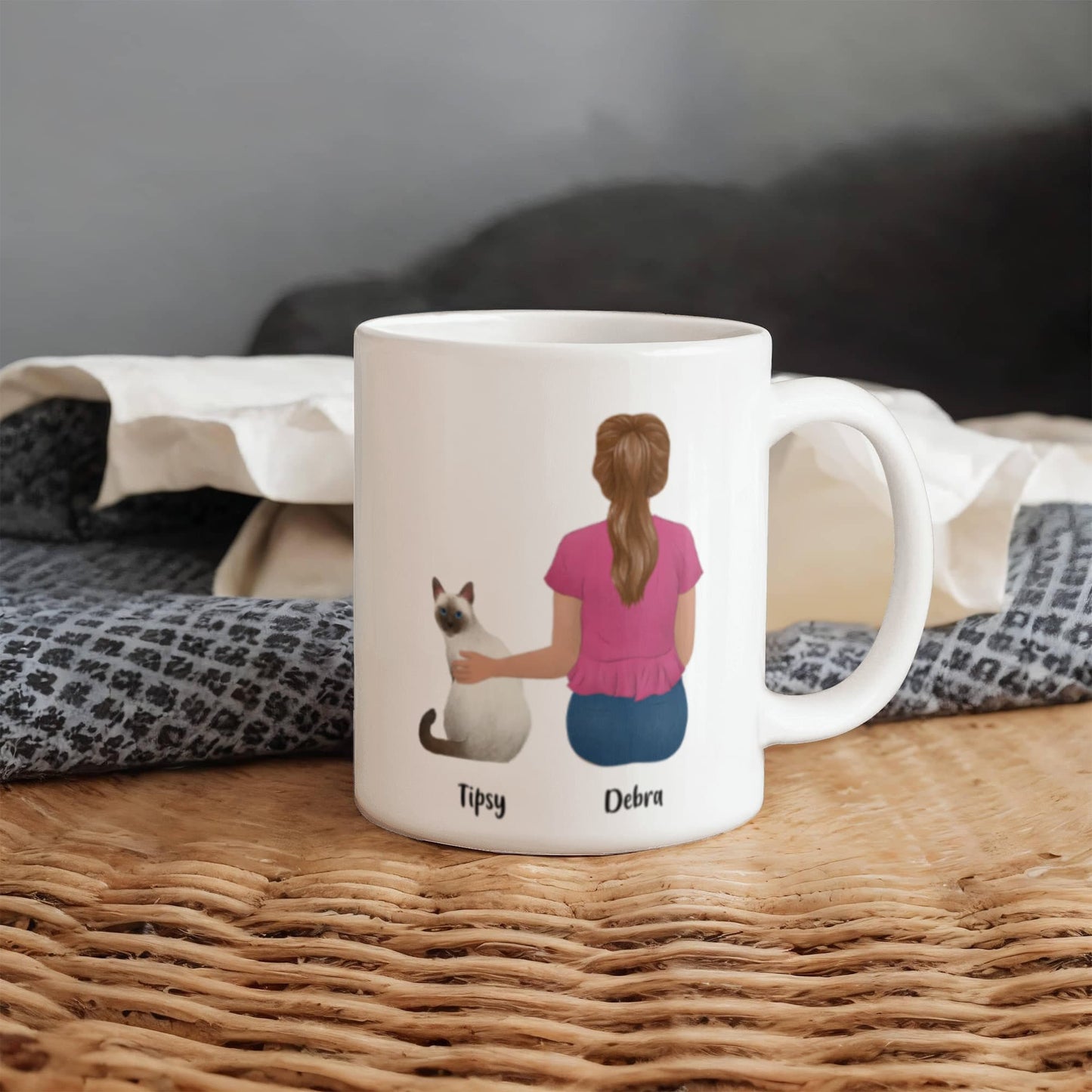 Personalized Cat Mom Ceramic Mug  - All I Need is my Kitty and Coffee
