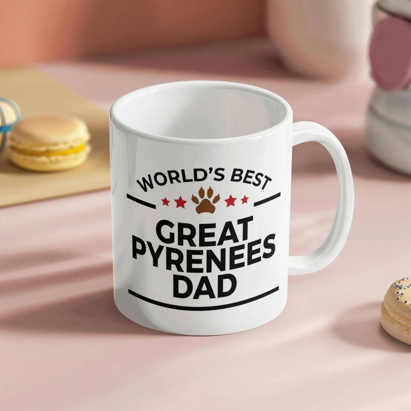 World's Best Great Pyrenees Dad White Ceramic Coffee Mug – Funny Great Pyrenees Dog Dad Gift Mug