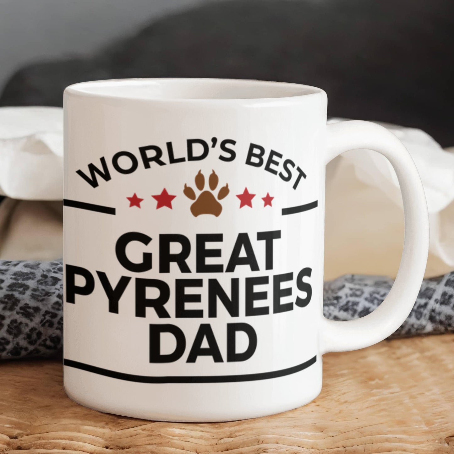 World's Best Great Pyrenees Dad White Ceramic Coffee Mug – Funny Great Pyrenees Dog Dad Gift Mug