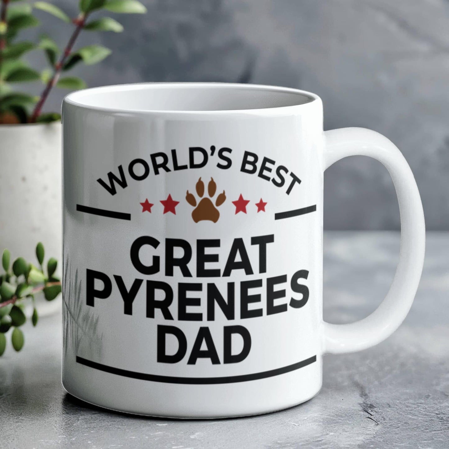 World's Best Great Pyrenees Dad White Ceramic Coffee Mug – Funny Great Pyrenees Dog Dad Gift Mug