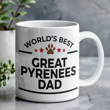 World's Best Great Pyrenees Dad White Ceramic Coffee Mug – Funny Great Pyrenees Dog Dad Gift Mug