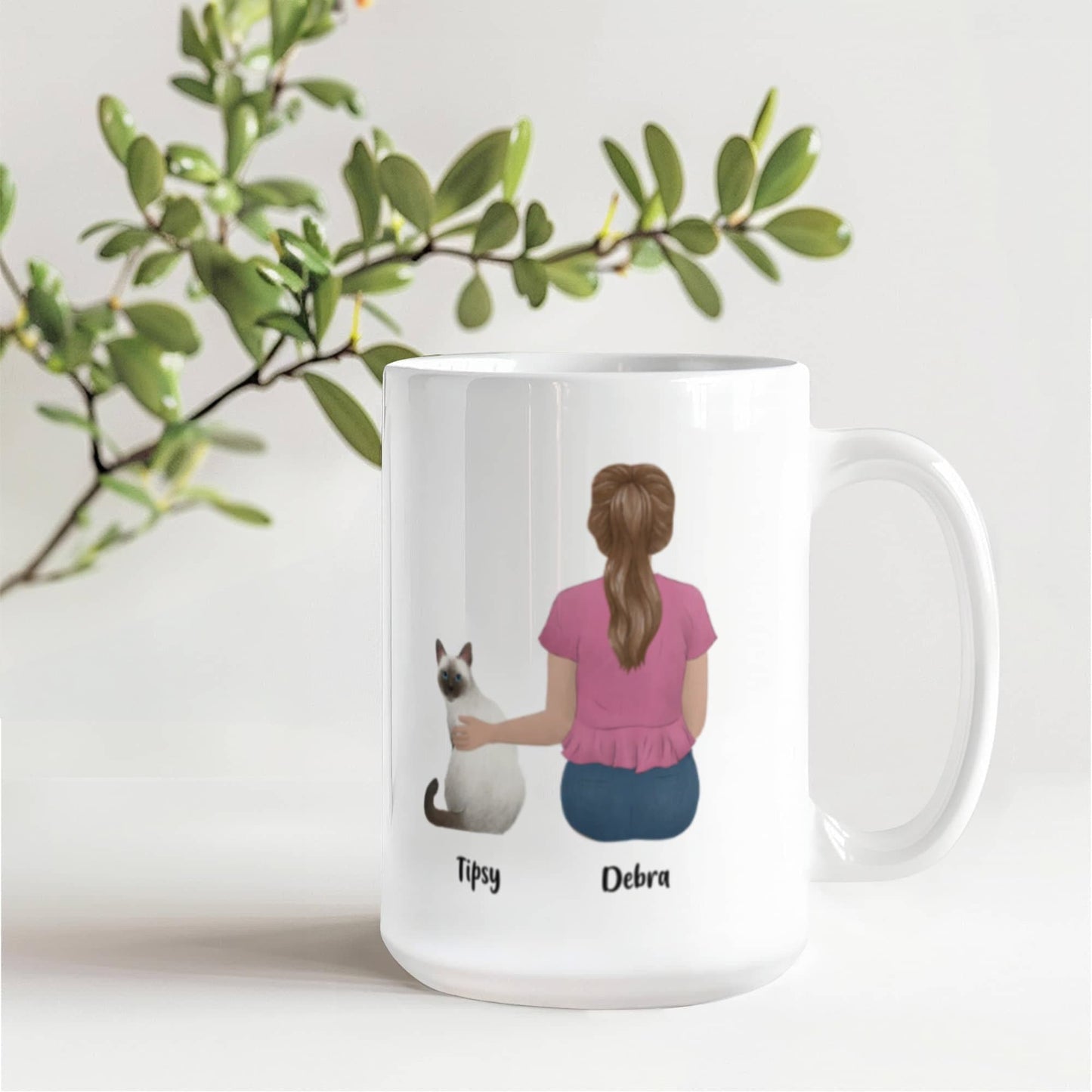 Personalized Cat Mom Ceramic Mug  - All I Need is my Kitty and Coffee