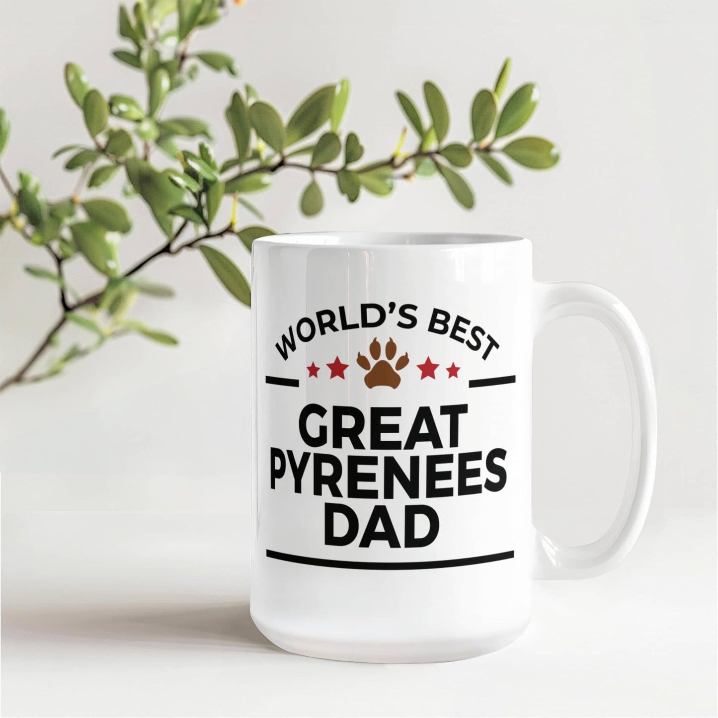 World's Best Great Pyrenees Dad White Ceramic Coffee Mug – Funny Great Pyrenees Dog Dad Gift Mug