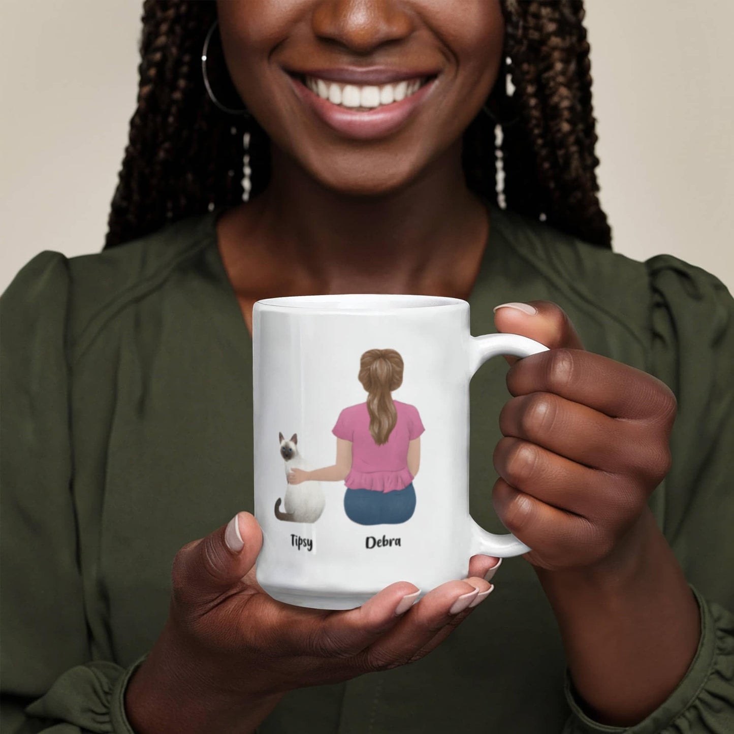 Personalized Cat Mom Ceramic Mug  - All I Need is my Kitty and Coffee