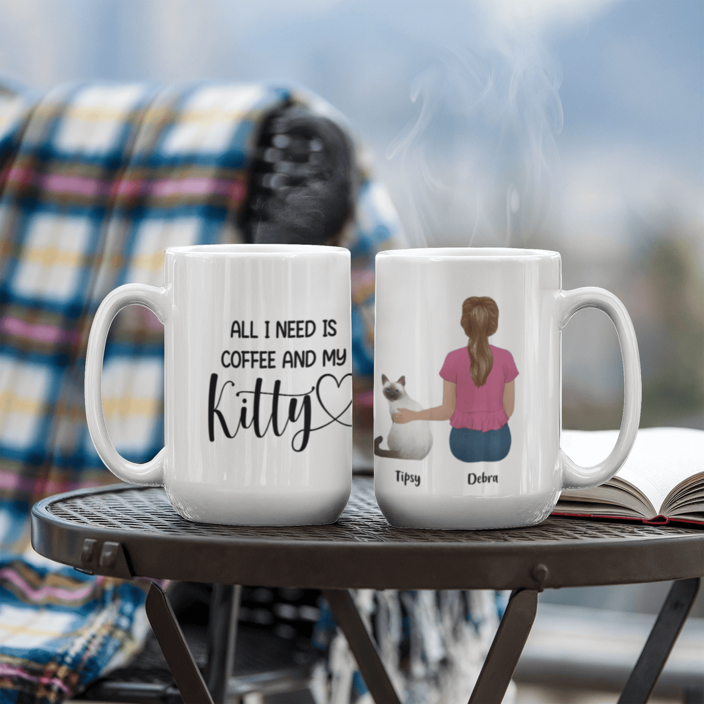 Personalized Cat Mom Ceramic Mug  - All I Need is my Kitty and Coffee