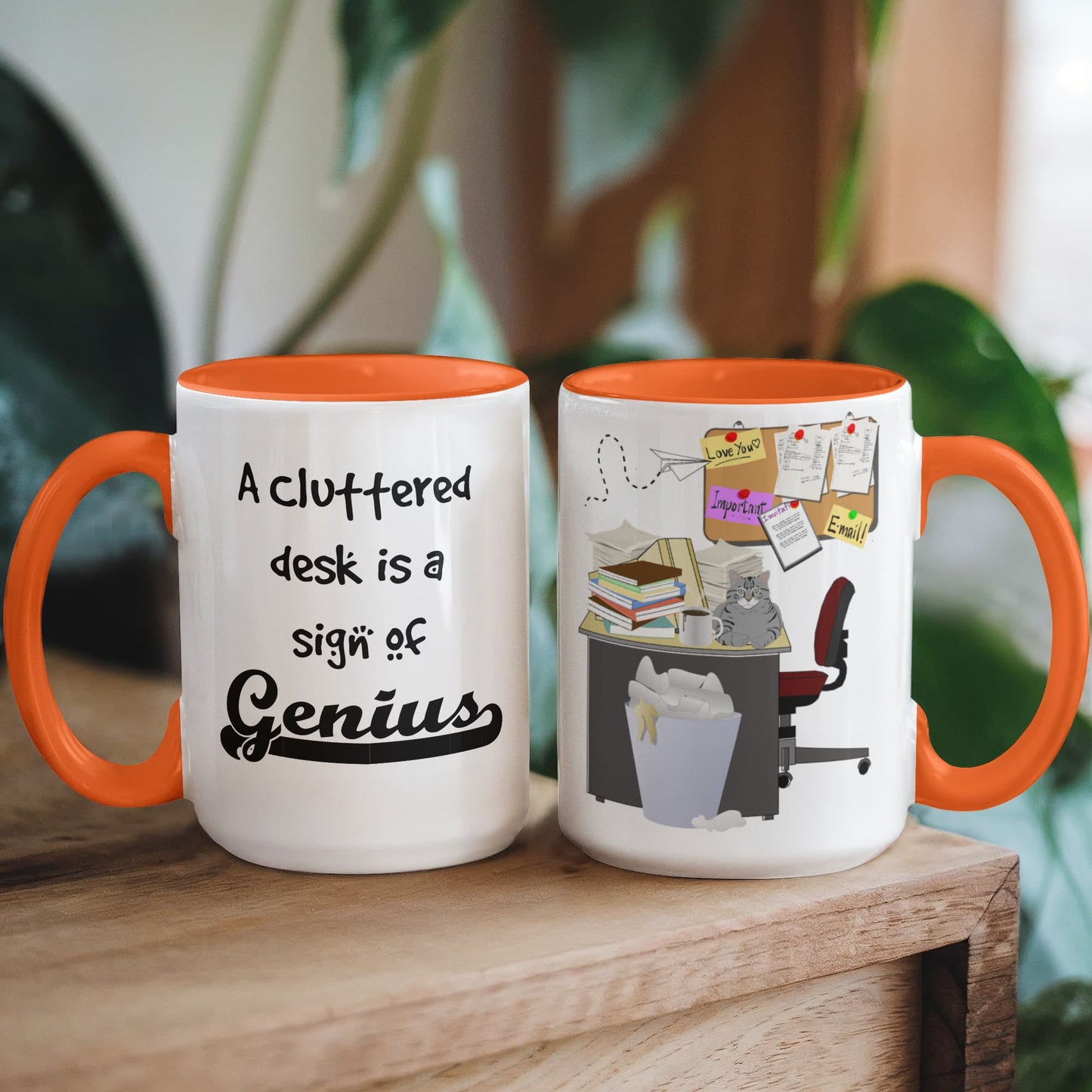 Cluttered Desk Is a Sign of Genius Mug – Funny Office Coffee Mug – 11oz 15oz  Two Tone Ceramic Mug Gift for Coworker Boss