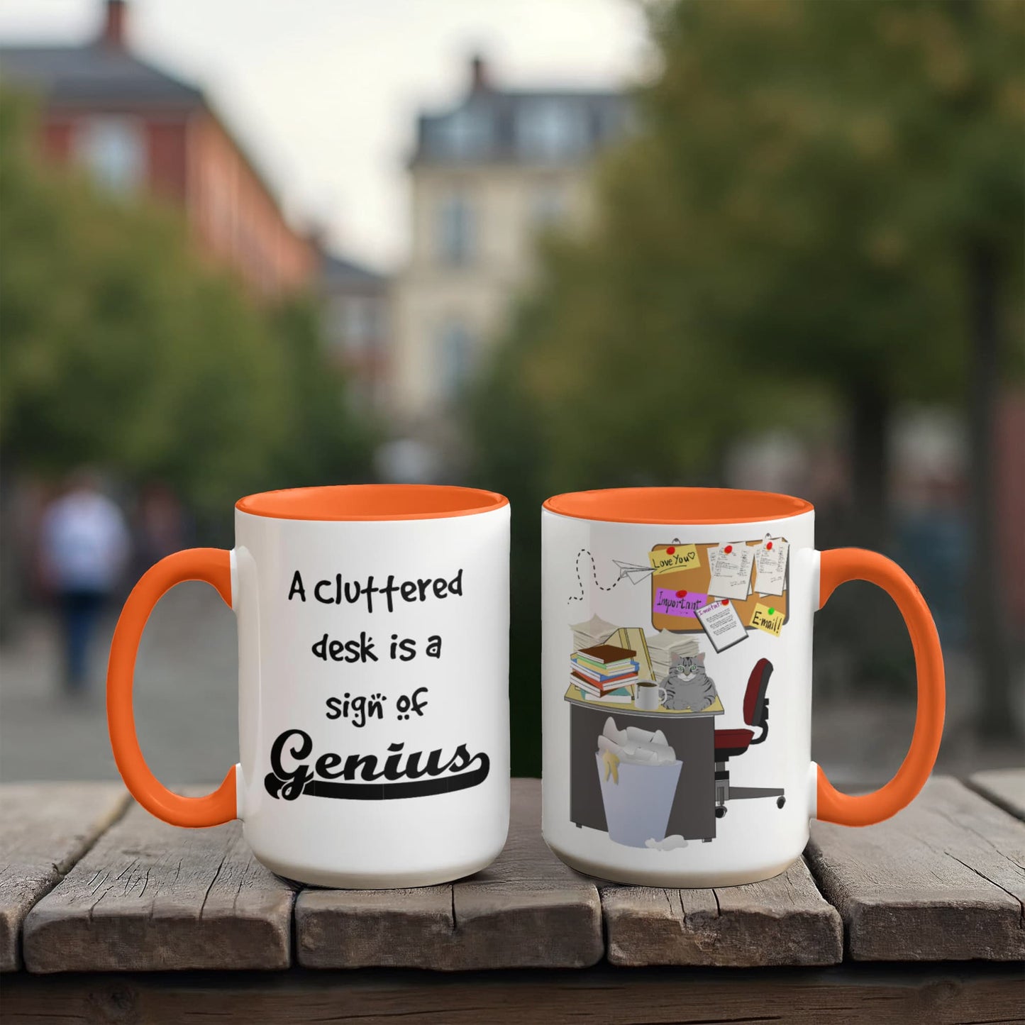 Cluttered Desk Is a Sign of Genius Mug – Funny Office Coffee Mug – 11oz 15oz  Two Tone Ceramic Mug Gift for Coworker Boss