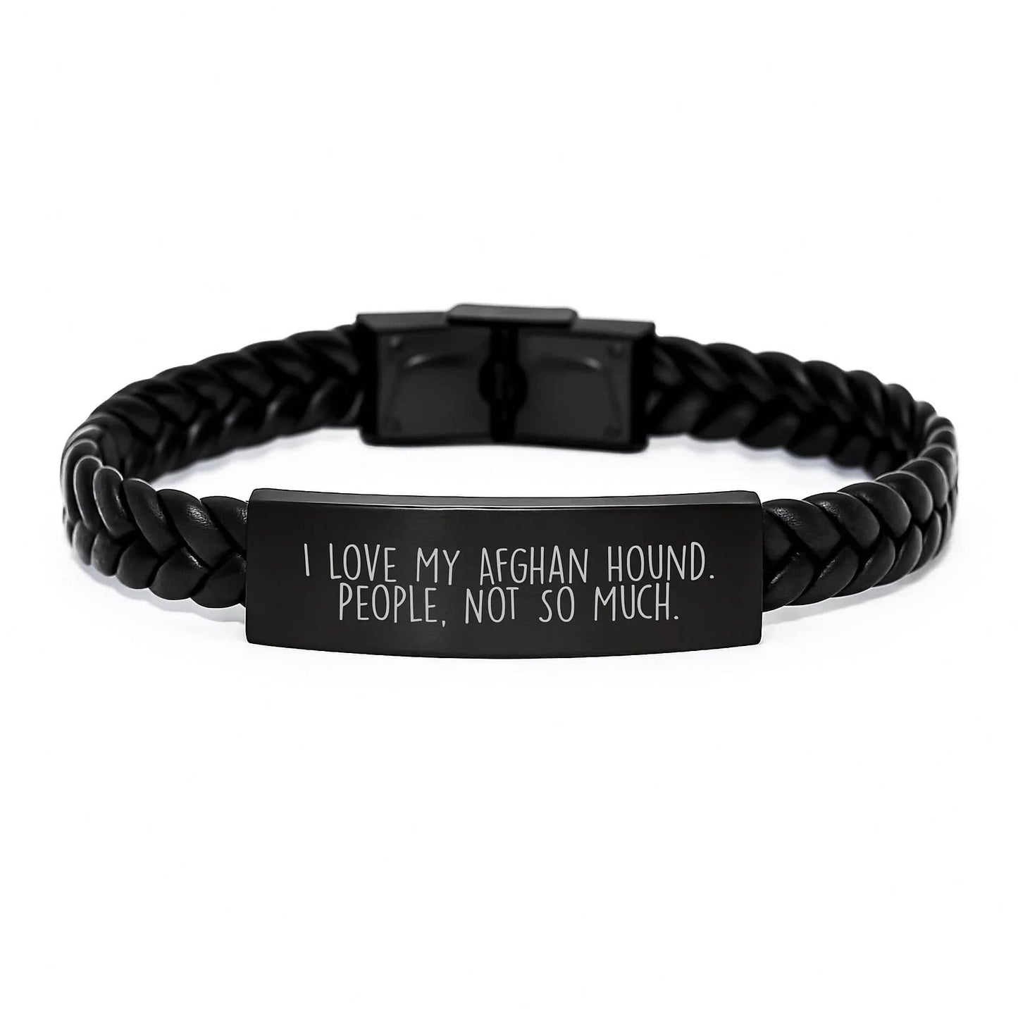 A Funny Afghan Hound Dog Christmas Unique Gift for Women Friends - Interlaced Leather Bracelet with Quirky Quote - Gifts from Friends to Family