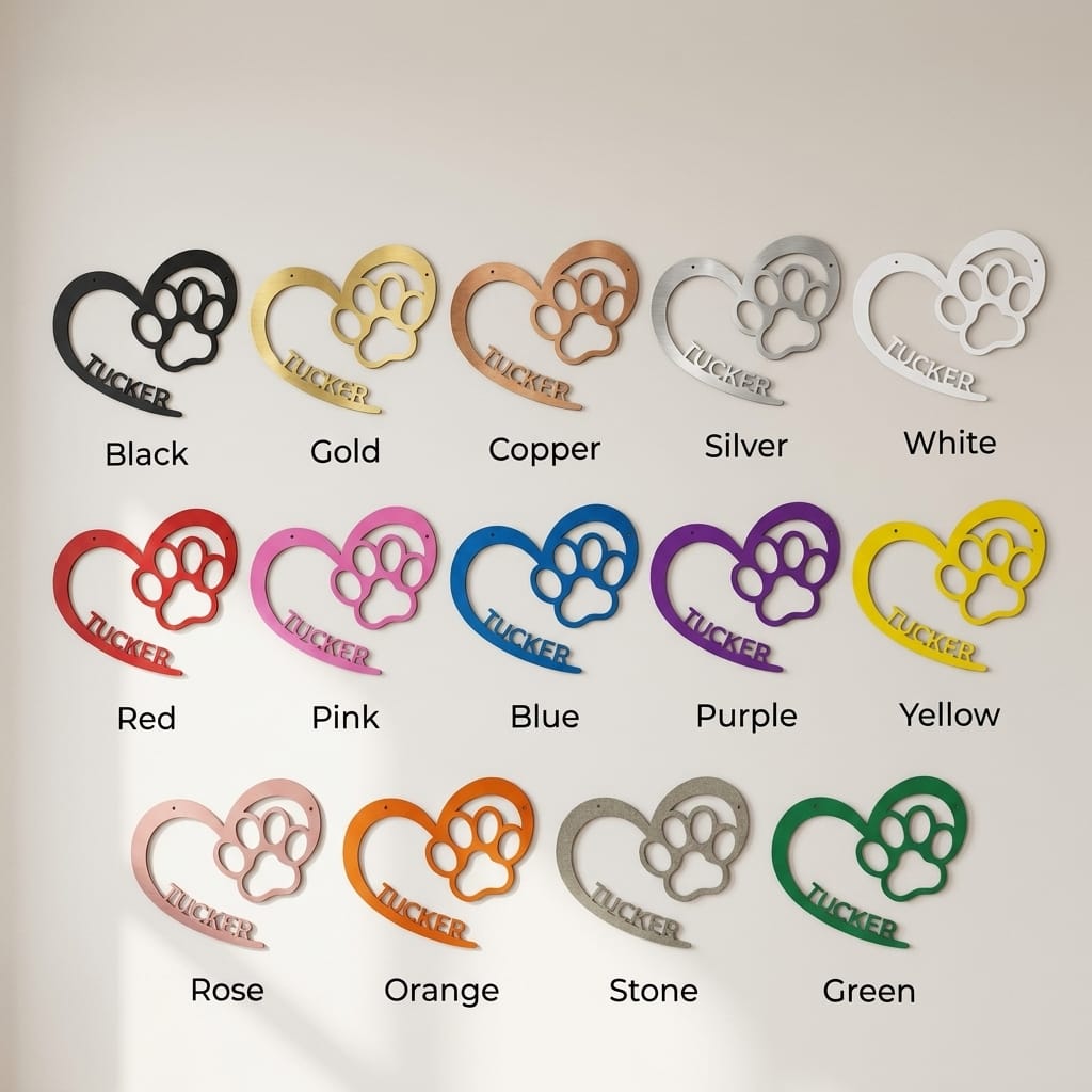 Personalized Puppy Love Metal Wall Art – Custom Dog Paw Heart Sign – Pet Name Metal Decor – Dog Lover Gift – Indoor Outdoor Steel Sign