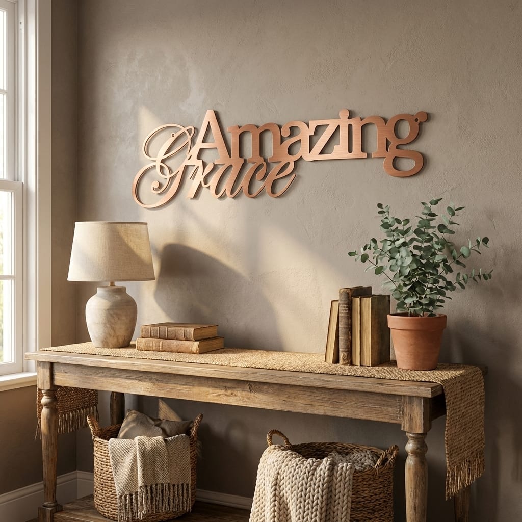 Amazing Grace Metal Wall Art Sign – Christian Steel Scripture Decor