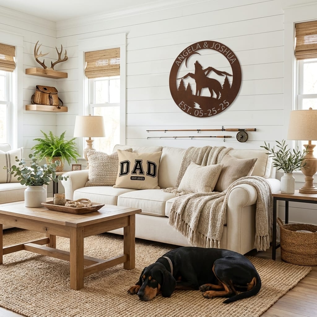 Howling Wolf Monogram Custom Indoor Outdoor Steel Wall Sign Art
