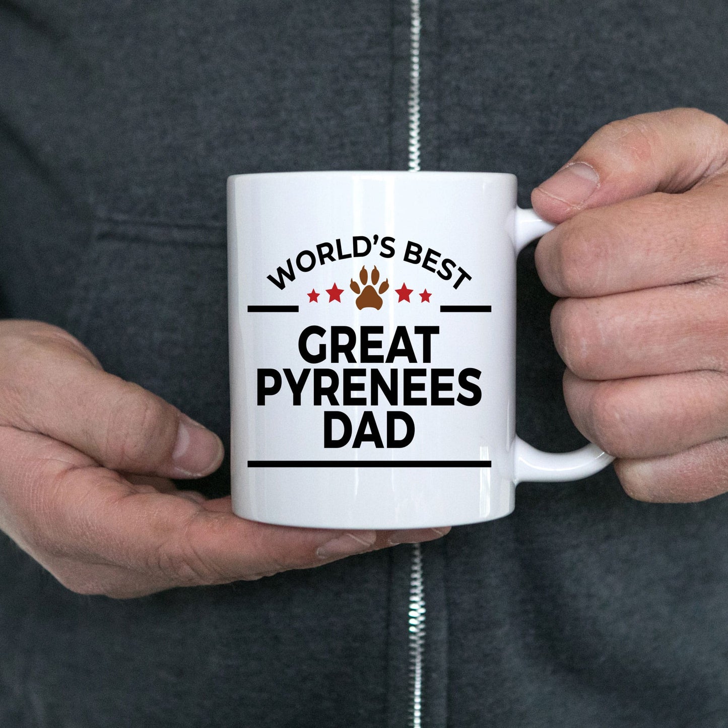 World's Best Great Pyrenees Dad White Ceramic Coffee Mug – Funny Great Pyrenees Dog Dad Gift Mug