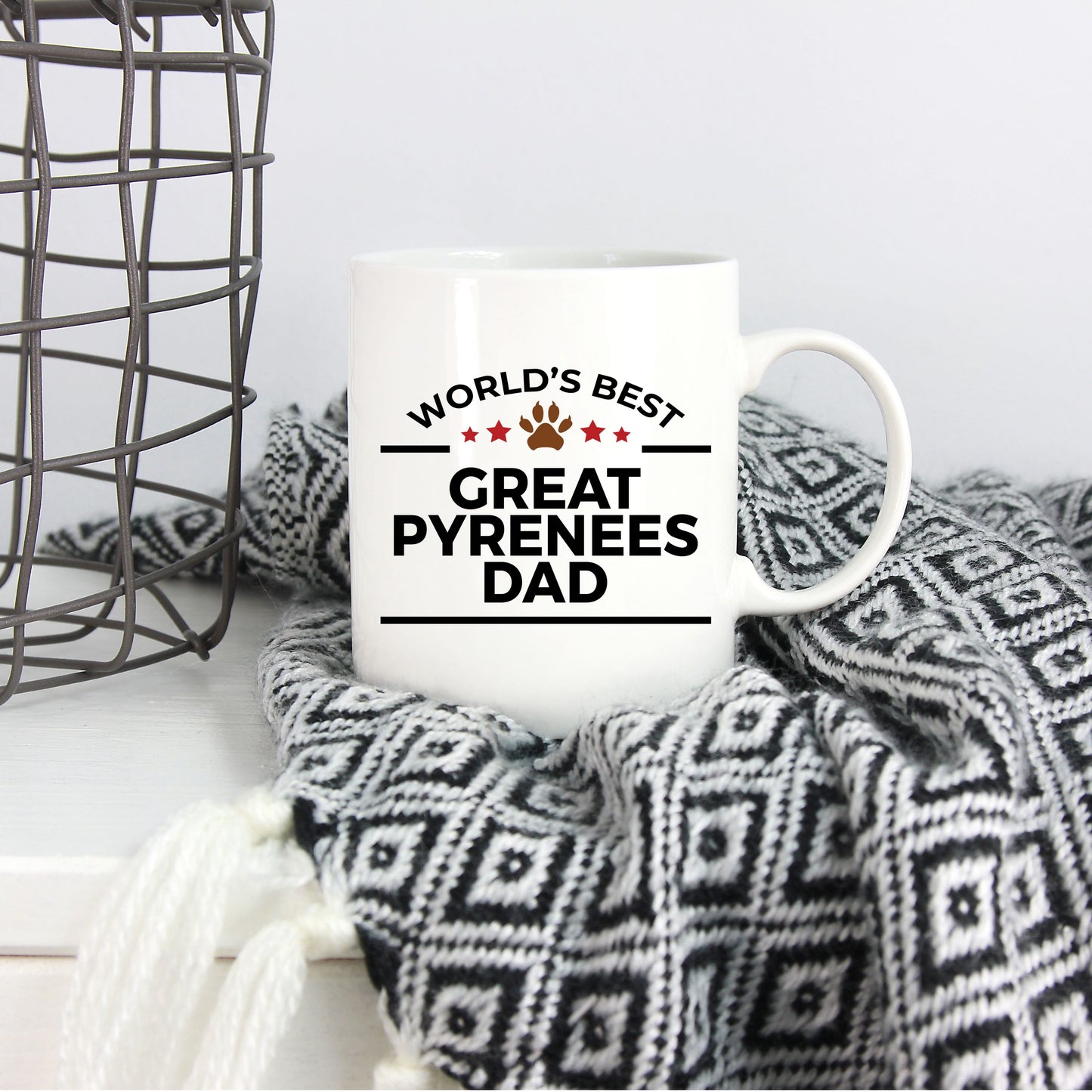 World's Best Great Pyrenees Dad White Ceramic Coffee Mug – Funny Great Pyrenees Dog Dad Gift Mug