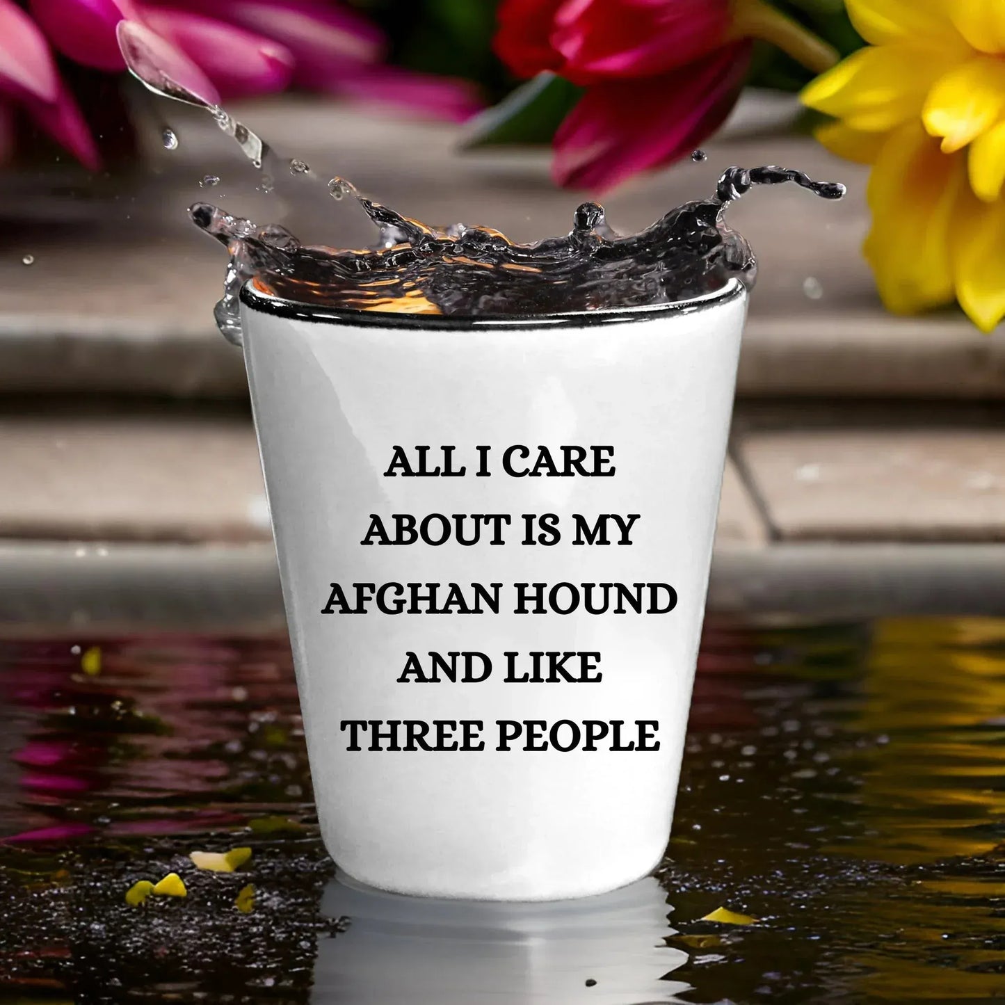 Afghan Hound Dog Lovers Unique Gift Shot Glass, All I Care About Are My Afghan Hound Dog, Funny Quote for Christmas, White Ceramic, 1.5oz, Microwave and Dishwasher Safe, Gifts from Men to Friends