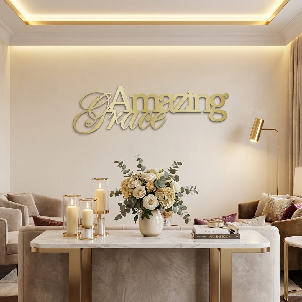 Amazing Grace Metal Wall Art Sign – Christian Steel Scripture Decor