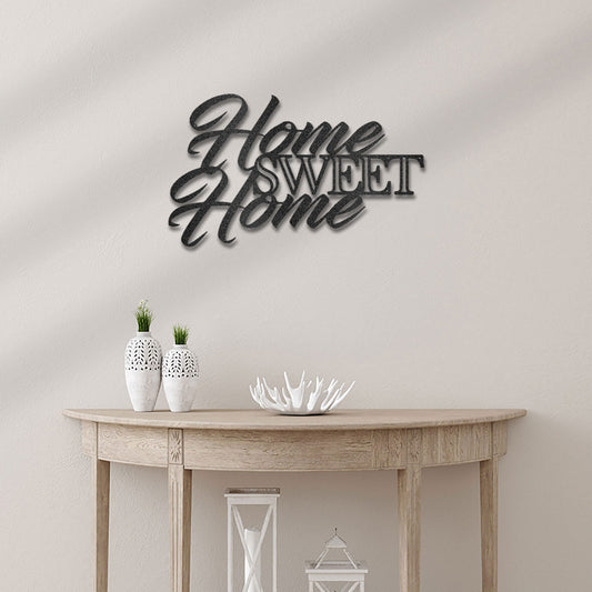 Home Sweet Home Steel Sign, Farmhouse Wall Decor, Script Wall Metal Art, Rustic Home Decor