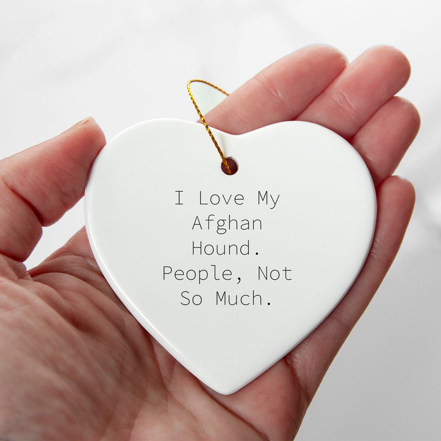 Funny Afghan Hound Dog Lover Gifts from Family, Christmas Unique Gifts for Friends, Heart Ornament with I Love My Afghan Hound People Not So Much Quote