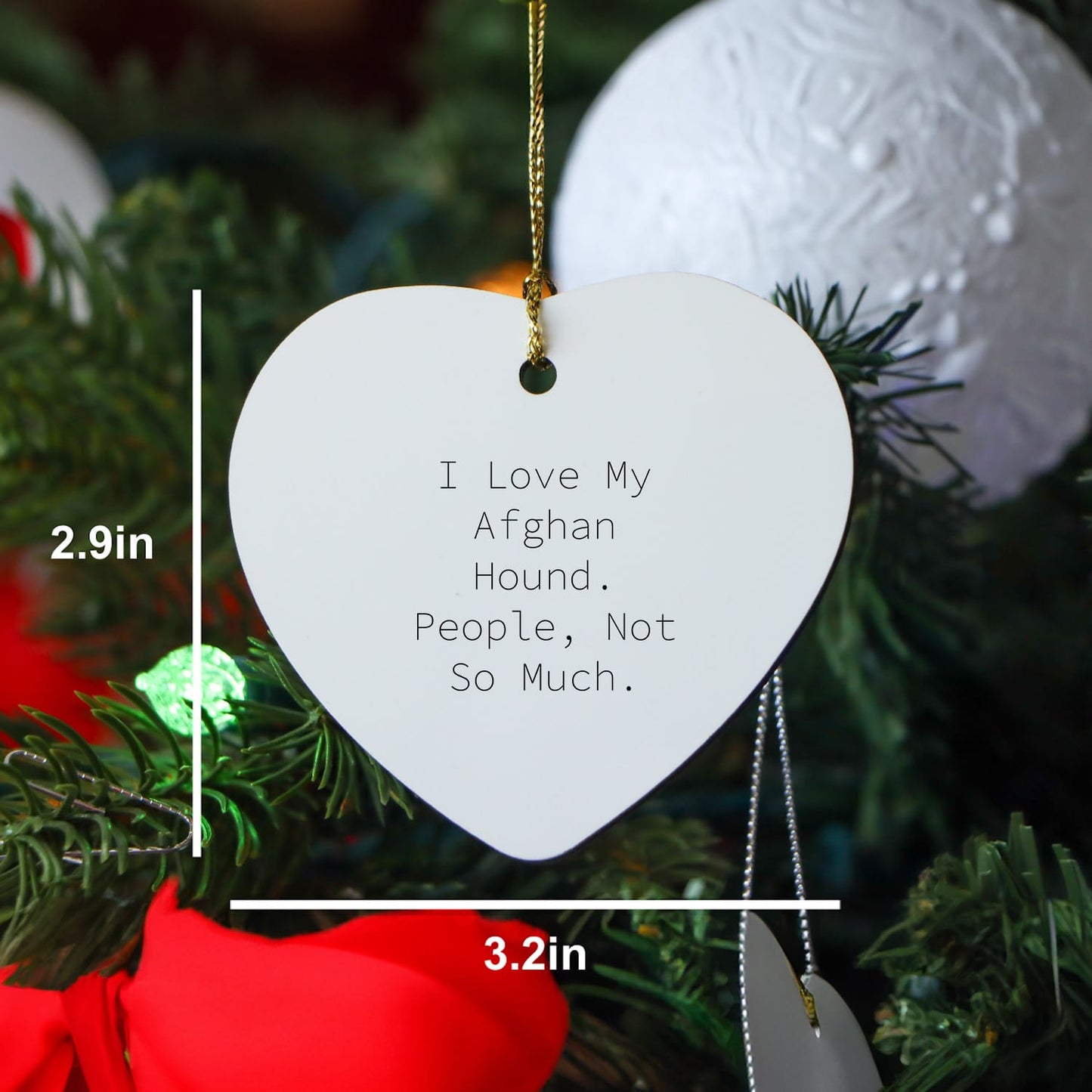 Funny Afghan Hound Dog Lover Gifts from Family, Christmas Unique Gifts for Friends, Heart Ornament with I Love My Afghan Hound People Not So Much Quote
