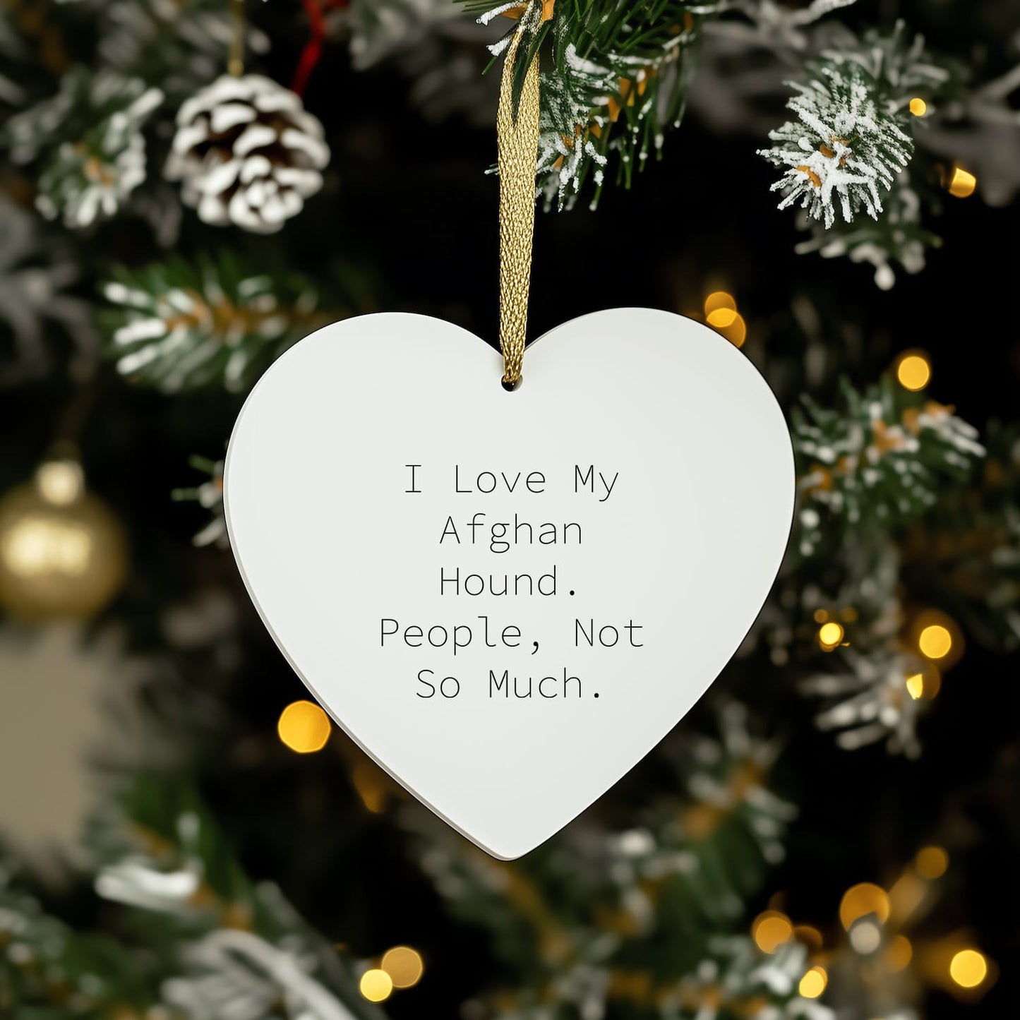 Funny Afghan Hound Dog Lover Gifts from Family, Christmas Unique Gifts for Friends, Heart Ornament with I Love My Afghan Hound People Not So Much Quote
