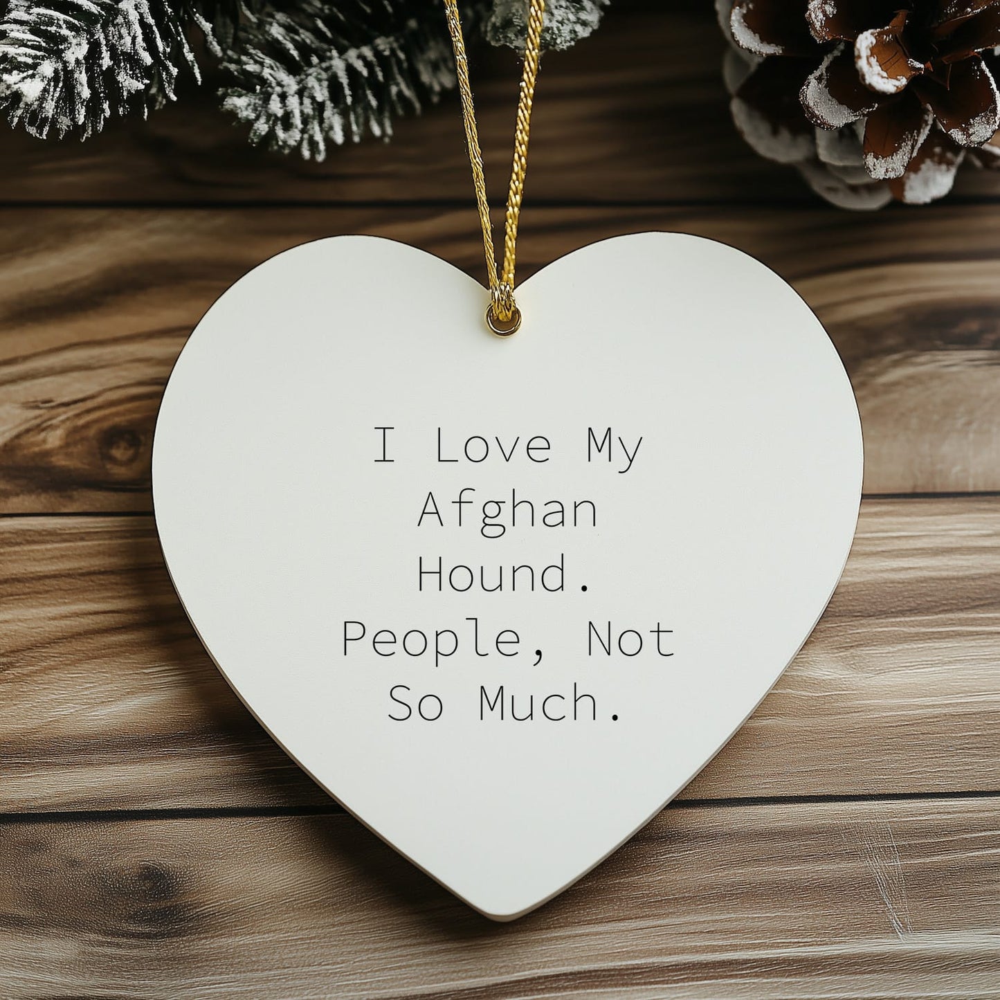 Funny Afghan Hound Dog Lover Gifts from Family, Christmas Unique Gifts for Friends, Heart Ornament with I Love My Afghan Hound People Not So Much Quote