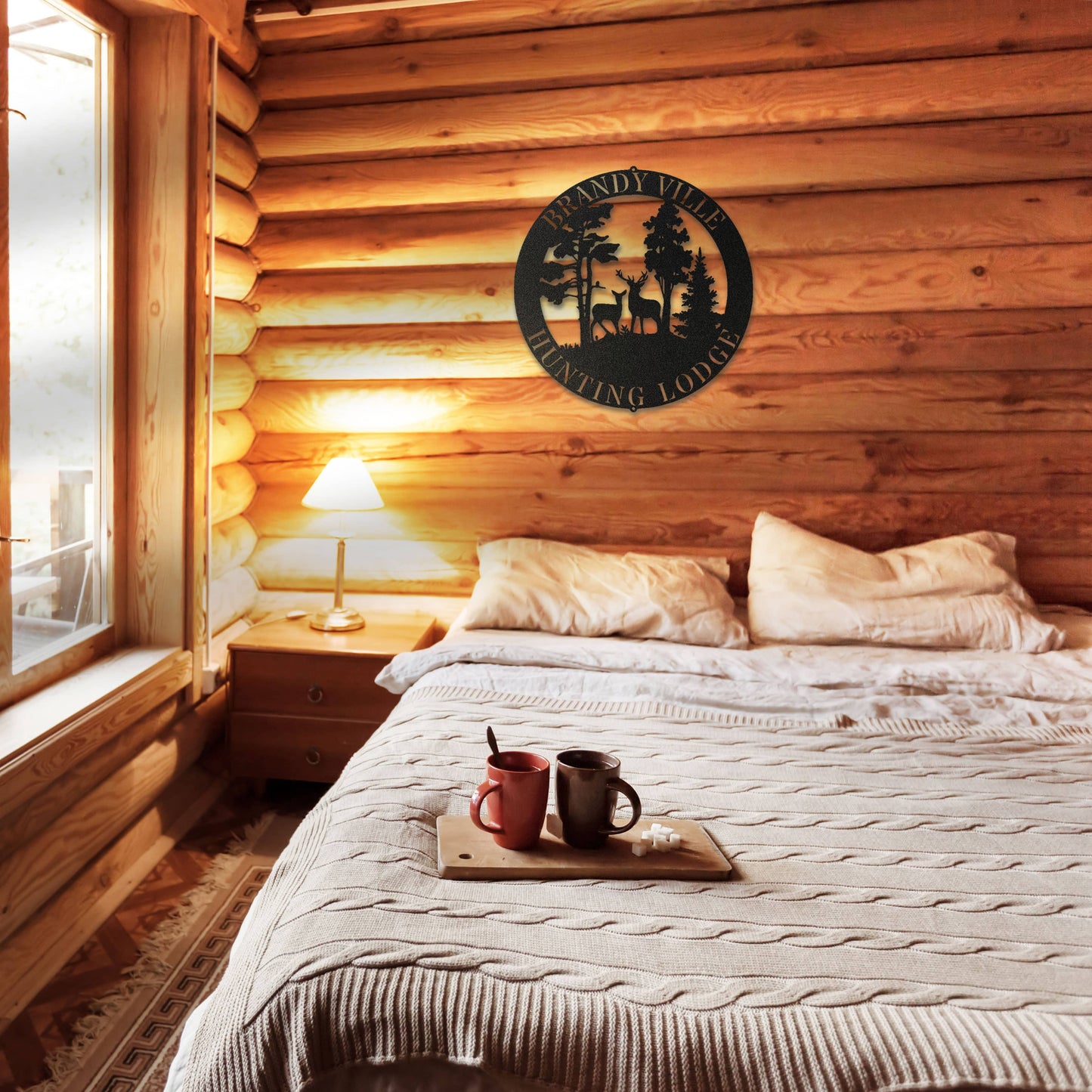 Personalized Hunting Lodge Metal Wall Art – Custom Deer Sign for Cabin, Man Cave & Outdoor Decor