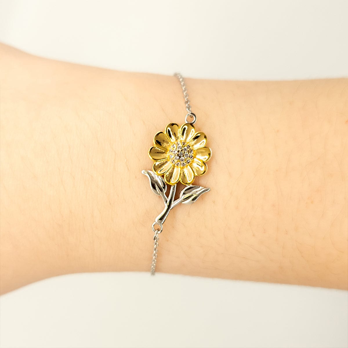 Mom Sunflower Bracelet – Sterling Silver with 18K Gold-Plated Petals – Sentimental Mother’s Day, Birthday, or Christmas Gift with Heartfelt Message Card - My Friend and Confidante