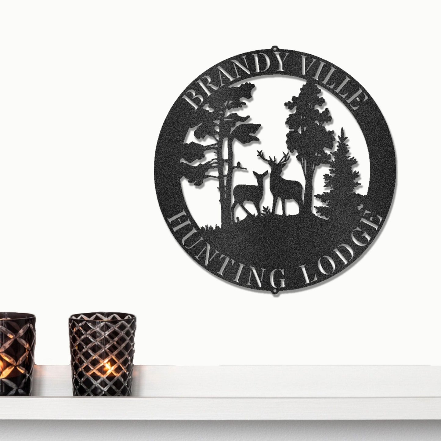 Personalized Hunting Lodge Metal Wall Art – Custom Deer Sign for Cabin, Man Cave & Outdoor Decor
