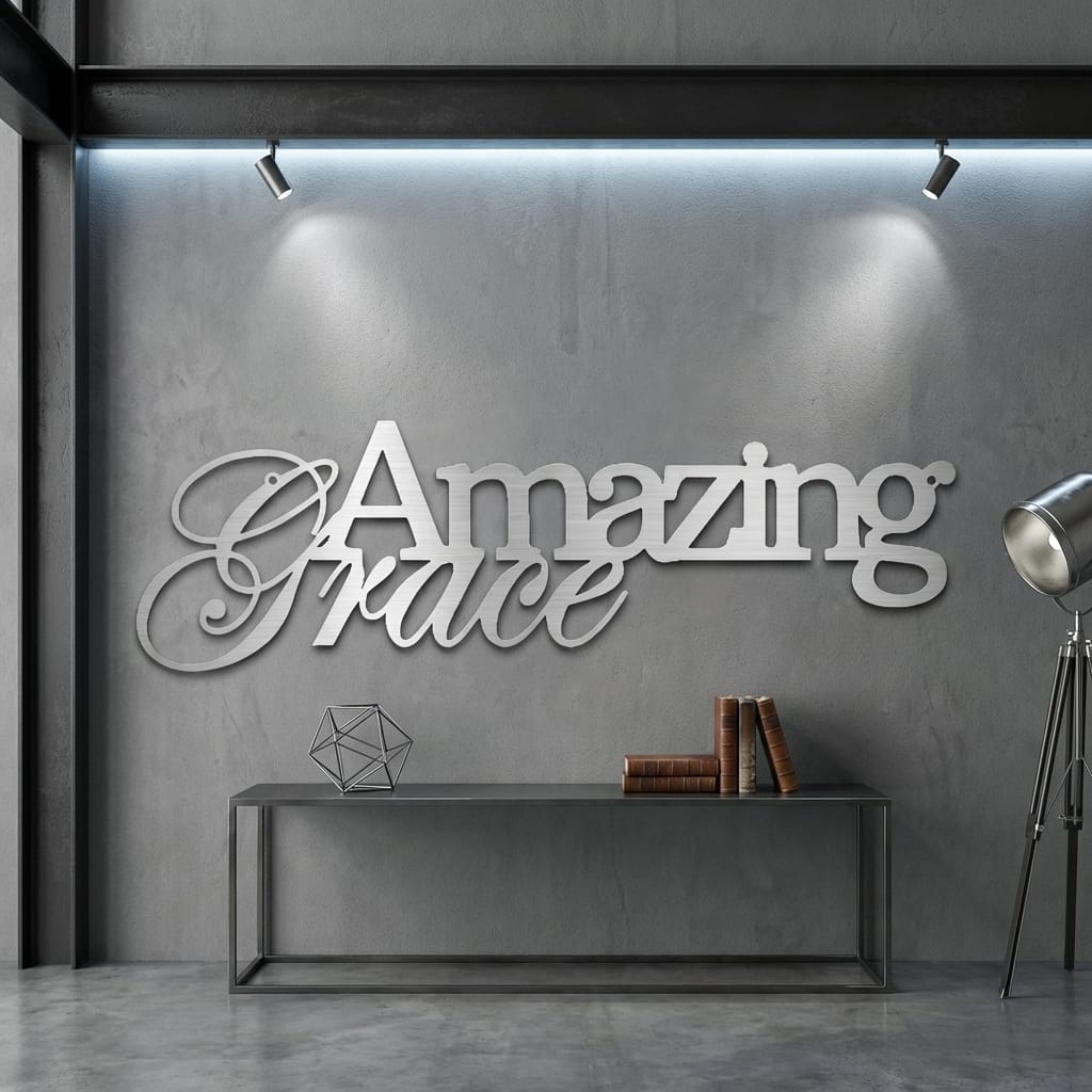 Amazing Grace Metal Wall Art Sign – Christian Steel Scripture Decor
