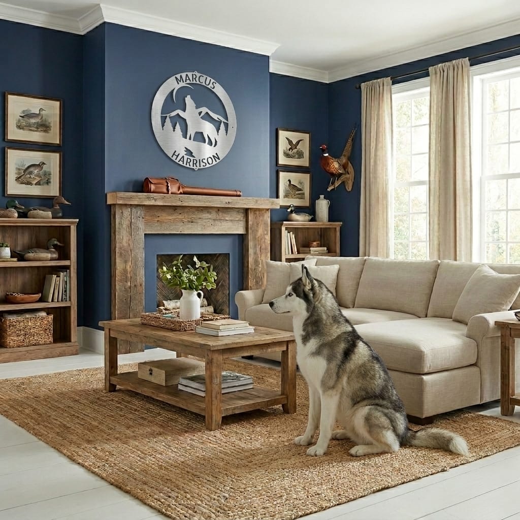 Howling Wolf Monogram Custom Indoor Outdoor Steel Wall Sign Art