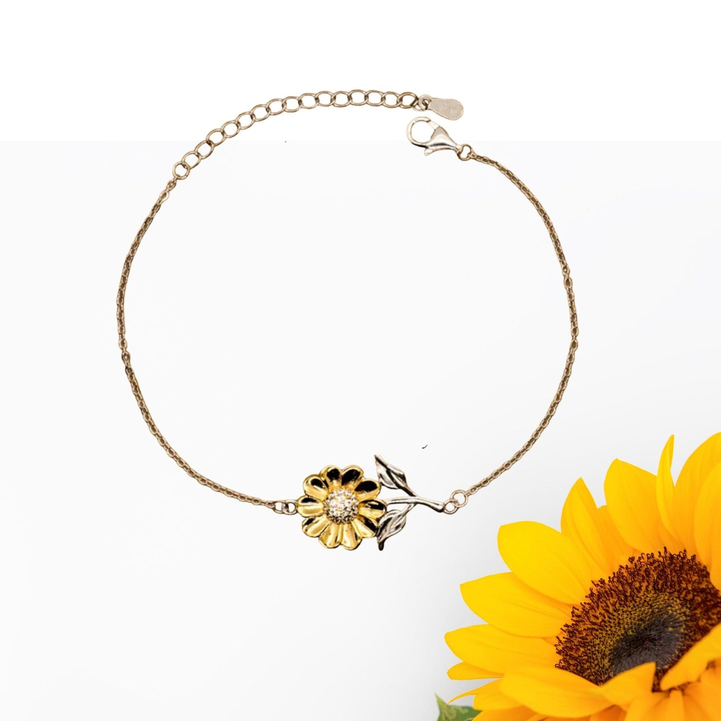 Mom Sunflower Bracelet – Sterling Silver with 18K Gold-Plated Petals – Sentimental Mother’s Day, Birthday, or Christmas Gift with Heartfelt Message Card - My Friend and Confidante