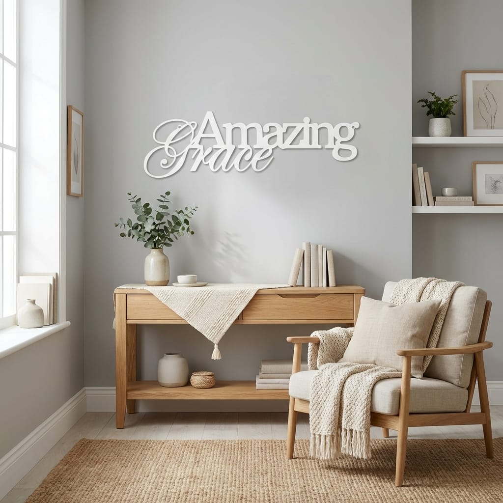 Amazing Grace Metal Wall Art Sign – Christian Steel Scripture Decor