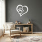 Puppy Love Metal Wall Art – Dog Paw Heart Metal Sign – Pet Lover Decor