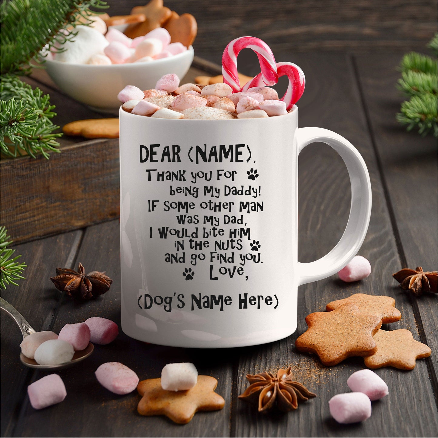 Personalized Dear Daddy funny Dog Dad Ceramic Coffee Mug with Custom photo upload