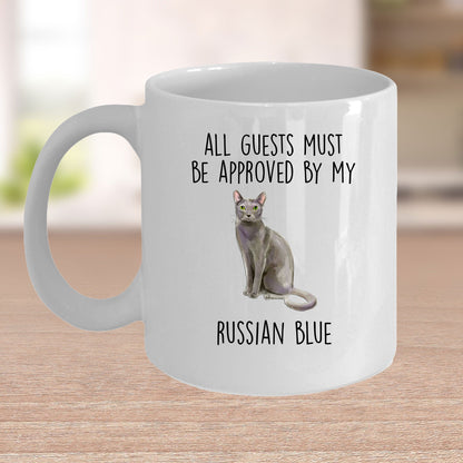 Russian Blue Cat Funny Coffee Mug - All Guests Must be Approved