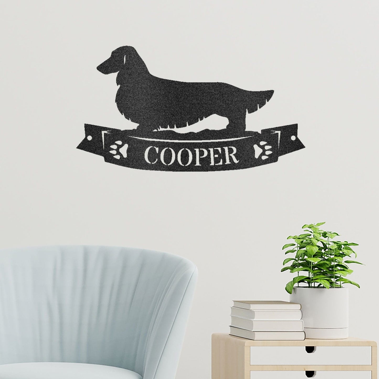 Dachshund Banner Monogram - Steel Sign